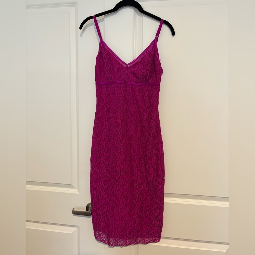 LAST CHANCE Lulu's Magenta Lace Midi Dress